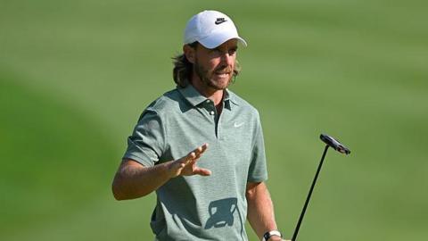 Tommy Fleetwood acknowledges the crowd after sinking a put during the second round of the Travelers Championship
