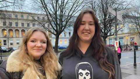 Jordan Renwick, 24 and Rebecca Jones, 20 (left to right) in Cheltenham