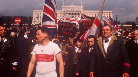 Unionists protest the proroguing of Stormont in 1972