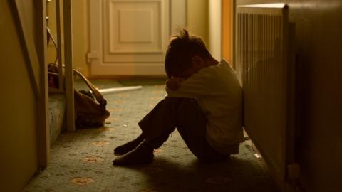 Child in abusive home, stock image