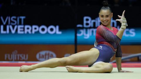 Britain's Jessica Gadirova in action during the women's all-around floor final