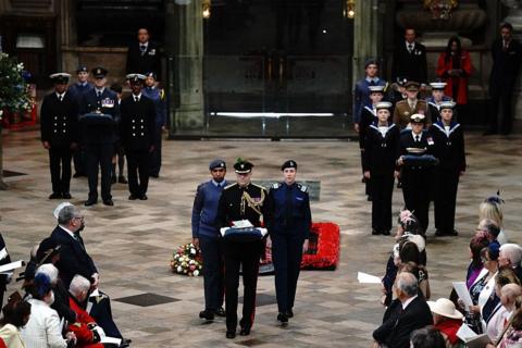 Members of the Armed Forces in Westminster Abbey. 