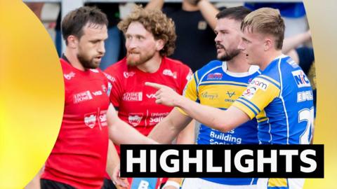 Leeds' Alfie Edgell scores a try against Salford