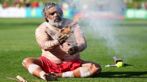 A smoking ceremony is conducted by the Gubbi Gubbi People following an England training session in Australia before the 2023 Women's World Cup