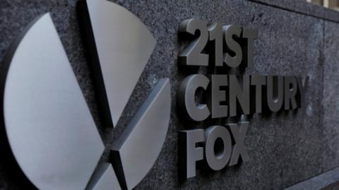 The 21st Century Fox logo is displayed on the side of a building in midtown Manhattan in New York, U.S., February 27, 2018