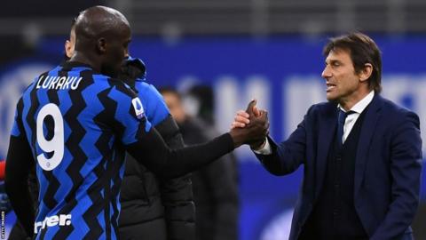 Romelu Lukaku and Antonio Conte