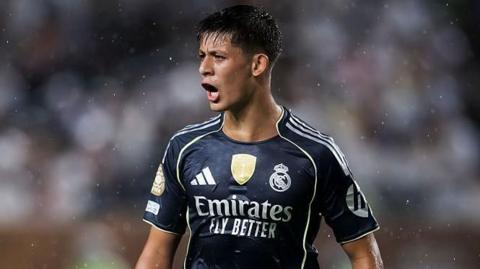 Arda Guler shouting during Real Madrid's Club World Cup game against Red Bull Salzburg 