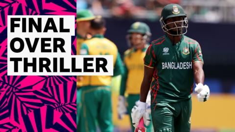 Highlights of South Africa's narrow victory over Bangladesh at the T20 World Cup