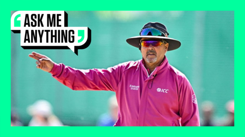 Umpire Richard Illingworth with an Ask Me Anything border around him