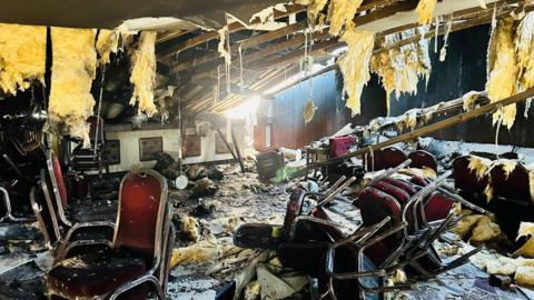 A bar area at the stadium which was destroyed in the fire