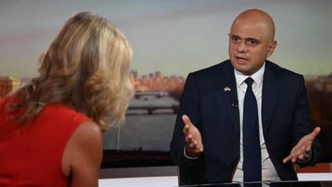 Sajid Javid MP interviewed by Sophie Raworth on the Sunday Morning programme. 10 July 2022