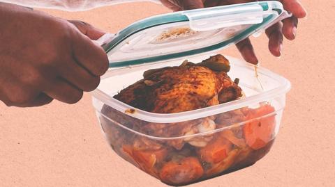 Tupperware containing a chicken dish
