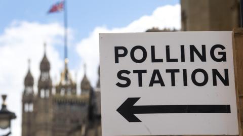 Polling station sign by Westminister