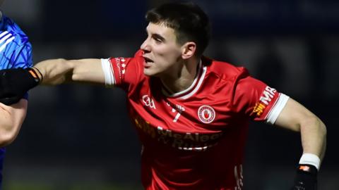 Niall Devlin in action for Tyrone against Monaghan on Saturday evening