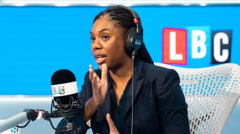 Conservative leader Kemi Badenoch being interviewed on LBC radio 