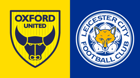Side-by-side of Oxford United and Leicester City club badges
