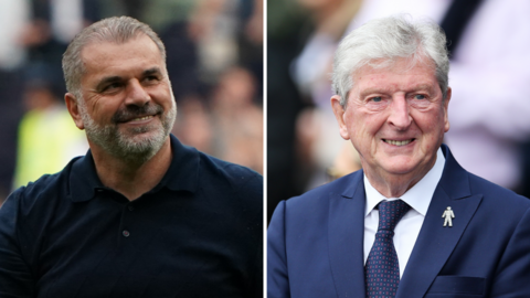 A split picture of Ange Postecoglou and Roy Hodgson