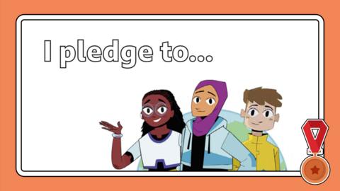 Climate pledge template with Regenerators characters.