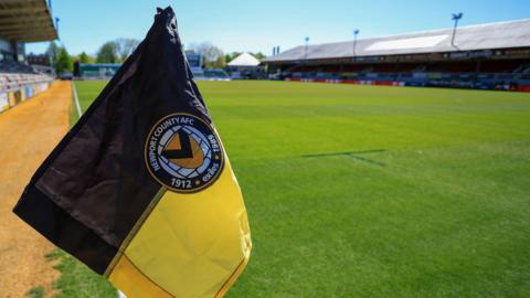 A general view of a corner flag at Rodney Parade, Newport