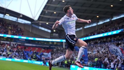 Eoin Toal celebrates scoring for Bolton at the Toughsheet Community Stadium