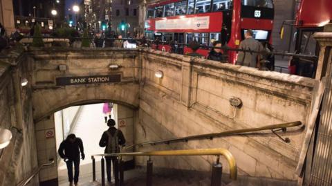 Bank Underground station at night