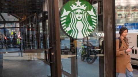Starbucks store stands nearly empty in New York's East Village as Starbucks Workers United have announced that they are waging the company's largest strike Thursday on the coffee company's Red Cup Day on November 16, 2023 in New York City.