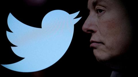 Twitter logo and Elon Musk image.