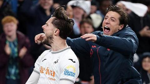 Liam Cullen celebrates