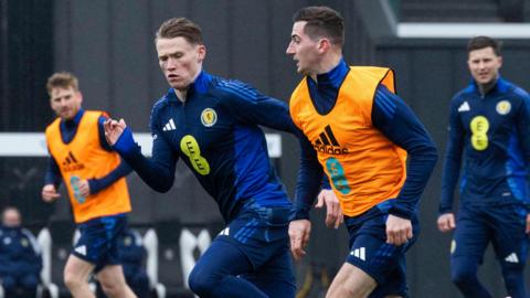 Scott McTominay and Kenny McLean during a Scotland Training Session