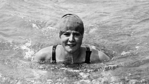 Gertrude Ederle in the English Channel.