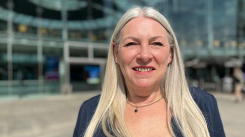 Norfolk county council leader Kay Mason Billig standing outside the Forum in Norwich  
