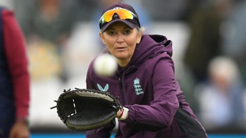 England coach Charlotte Edwards leads training