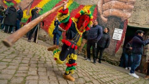 Revellers in Podence, Portugal