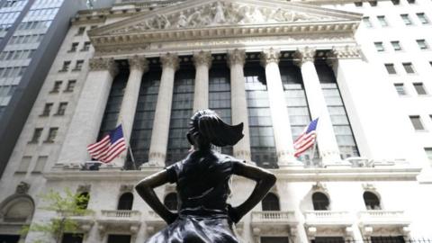 'Fearless girl' statue outside New York Stock Exchange.