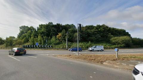The roundabout for the B4109 and A5 near Hinckley