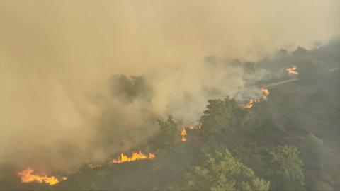 Flames and smoke.