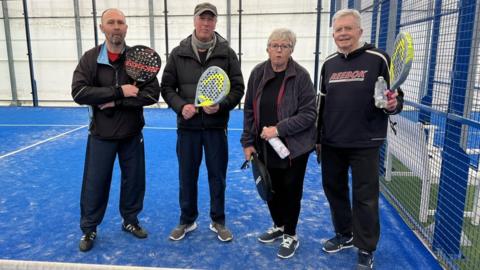 Parkinson's Guernsey members playing padel tennis