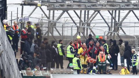 Migrants arriving at Dover on 23 April