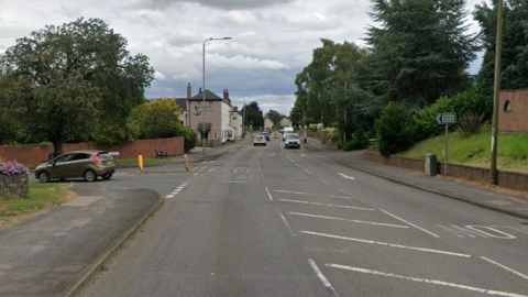 A6 Loughborough Road in Hathern is pictured with cars driving in the distance