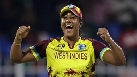 West Indies captain Hayley Matthews celebrates