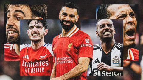 Declan Rice, Mohamed Salah, Alexander Isak, Bruno Fernandes, Virgil van Dijk