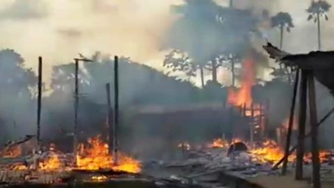 Burning village in Cameroon