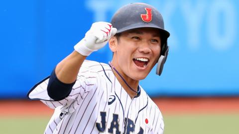 Hayato Sakamoto celebrating Japan's win