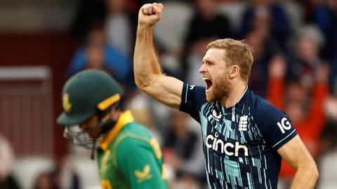 David Willey celebrates wicket