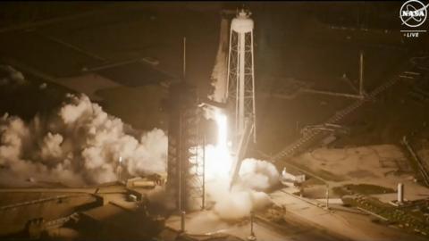 SpaceX rocket lifting-off from Kennedy Space Center in Florida