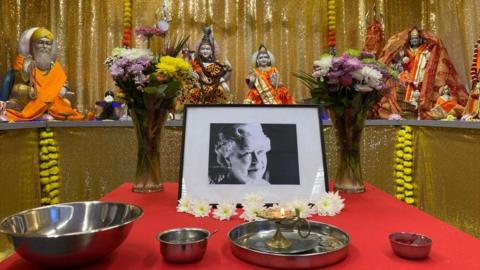 A tribute to the Queen at a new Hindu centre in Swindon