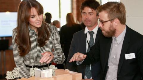 The Duchess of Cambridge talking to charity staff