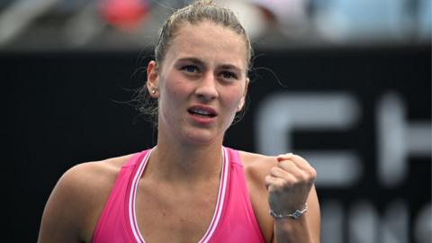 Ukranian tennis player Marta Kostyuk in action