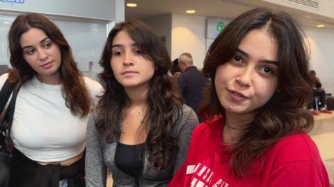 Amal Zahereddine (right), 18, and her sisters Yasmine, 17, and Layla, 22,