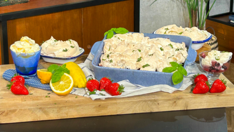 Limoncello berry meringue bake in the Morning Live studio